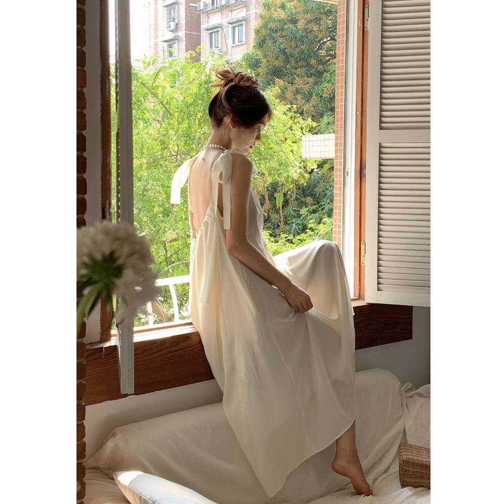 QKOOLE Đầm Đi Biển Màu Trắng Cao Cấp Thời Trang Mùa Hè Theo Phong Cách Pháp