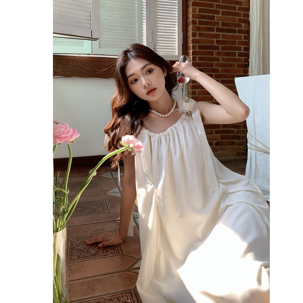 QKOOLE Đầm Đi Biển Màu Trắng Cao Cấp Thời Trang Mùa Hè Theo Phong Cách Pháp