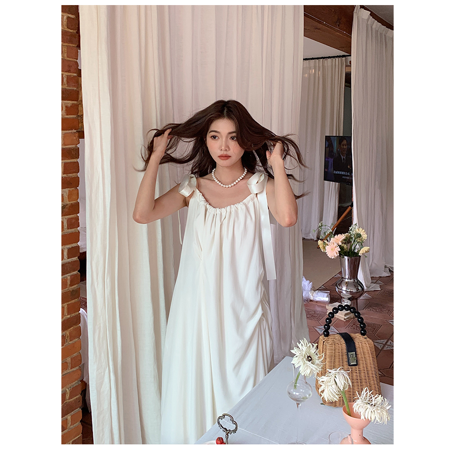 QKOOLE Đầm Đi Biển Màu Trắng Cao Cấp Thời Trang Mùa Hè Theo Phong Cách Pháp
