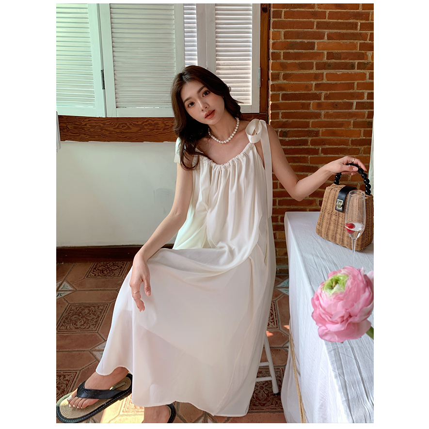 QKOOLE Đầm Đi Biển Màu Trắng Cao Cấp Thời Trang Mùa Hè Theo Phong Cách Pháp