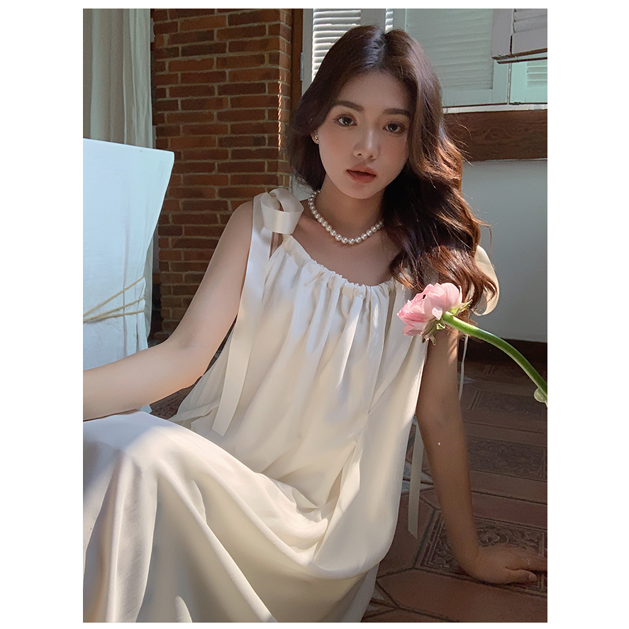 QKOOLE Đầm Đi Biển Màu Trắng Cao Cấp Thời Trang Mùa Hè Theo Phong Cách Pháp