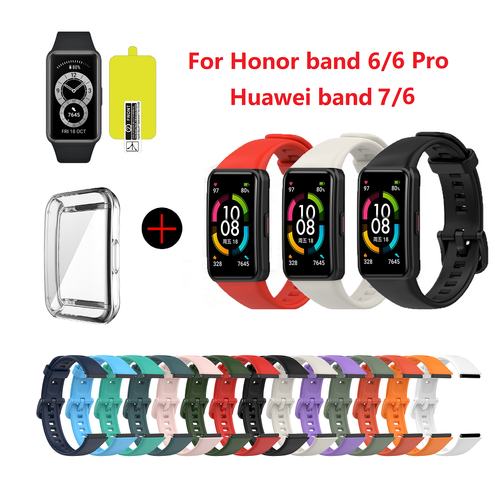 Ốp Điện Thoại Silicone Mềm Chống Nước Có Quai Đeo Tay Cho Huawei Band 7 Honor Band 6 / 6pro