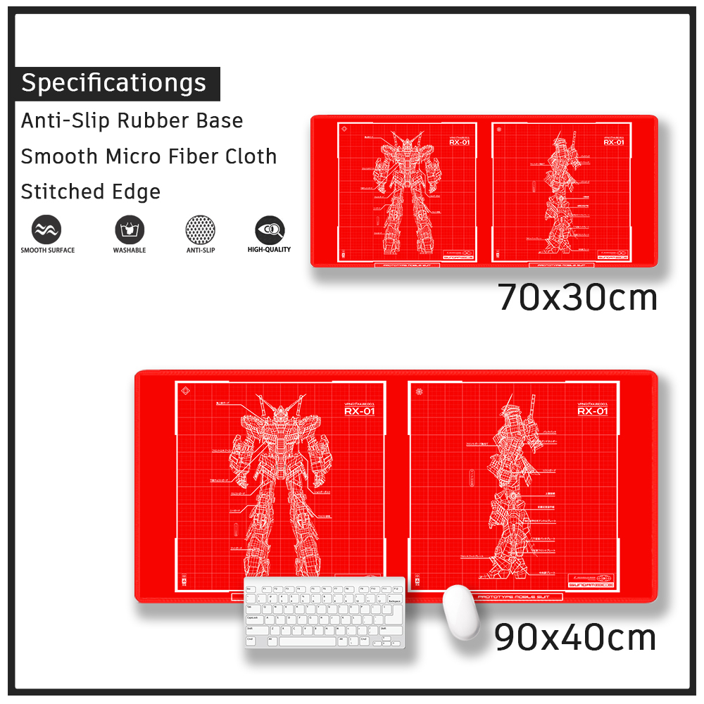 Miếng Lót Chuột Và Bàn Phím Máy Tính Bằng Cao Su Thêu Họa Tiết Gundam RX-01