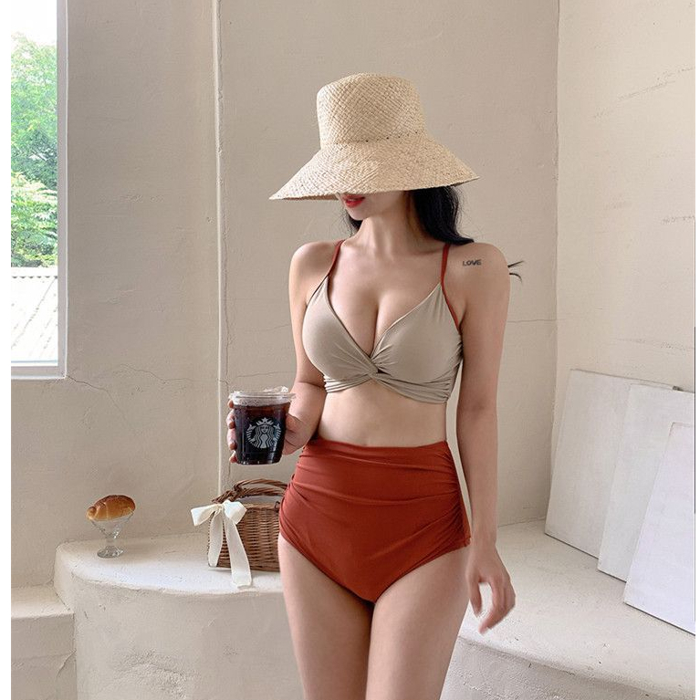 QADCOL Bộ Đồ Bơi Tam Giác Lưng Cao Che Bụng Gợi Cảm Thời Trang Mùa Hè 2023 Mới Cho Nữ