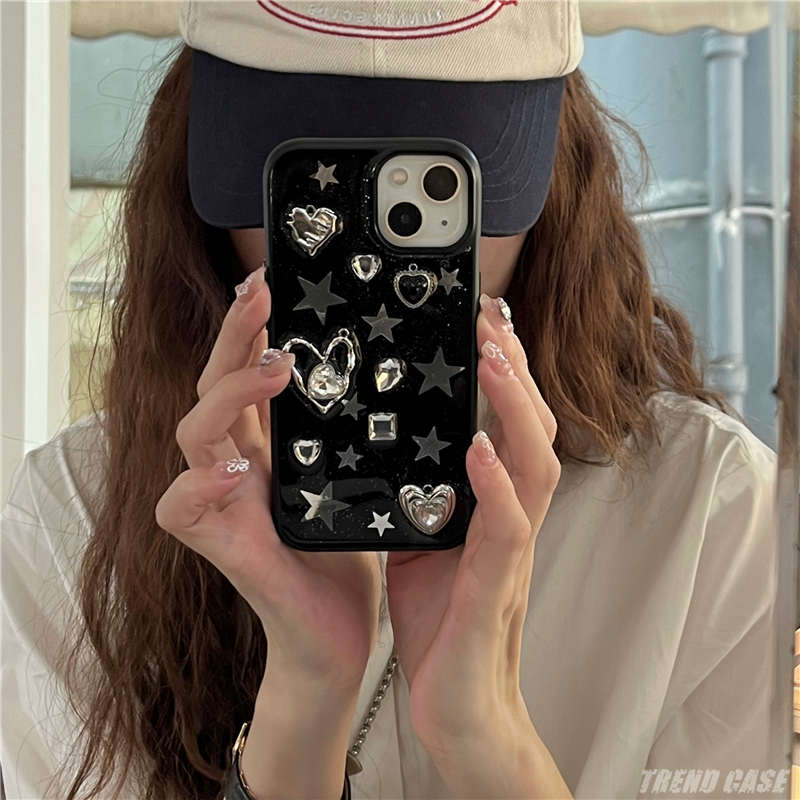 Ốp Điện Thoại Hình Ngôi Sao / Trái Tim 3D Kiểu Vintage Hàn Quốc DIY Cho Iphone 14 11 12 13 Pro Max 11