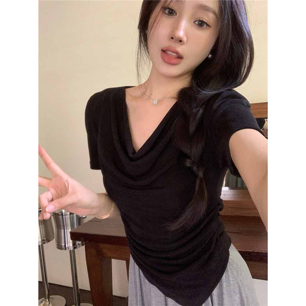 Cocory vn Set Áo Thun Ngắn Tay + Chân Váy Lưng Cao Ôm Dáng Thời Trang Mùa Hè Phong Cách Hàn Quốc Cho Nữ