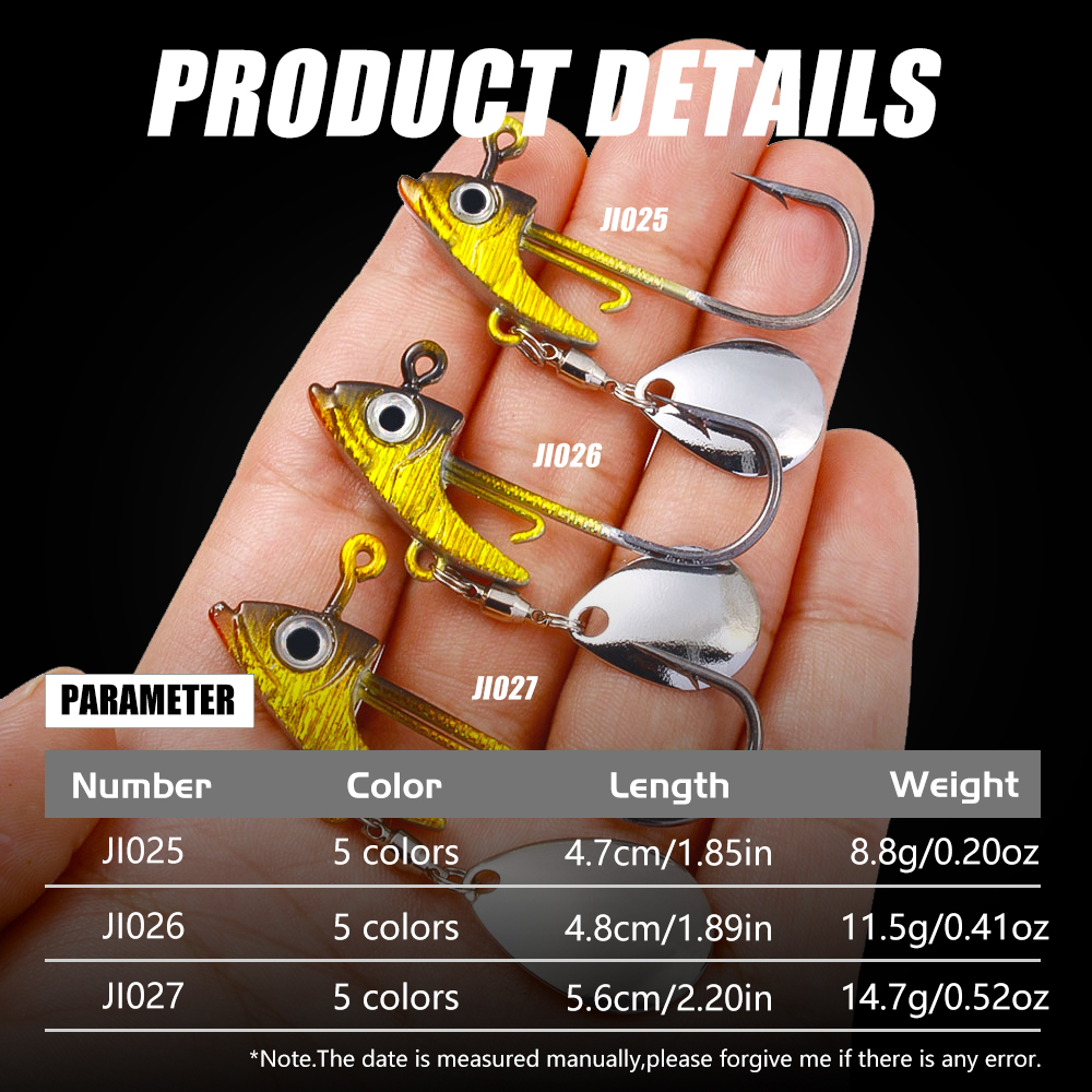 Set 5 Mồi Câu Cá Đầu Mềm 8.8g / 11.5g / 14.7g Chuyên Dụng