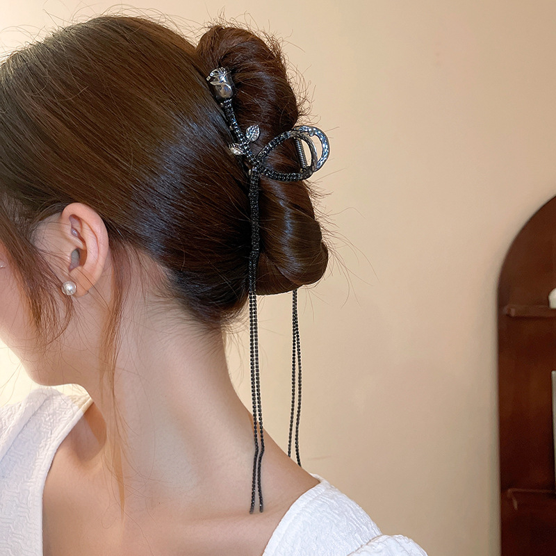 Kẹp TóC HìNh Hoa HồNg PhốI Tua Rua ThờI Trang Cho Nữ