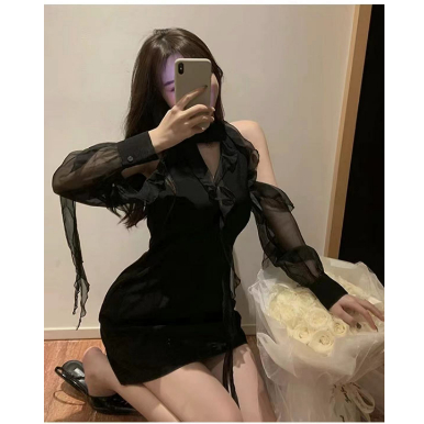 Đầm Đen Trễ Vai Phong Cách Thời Trang Mùa Xuân 2023 Cho Nữ