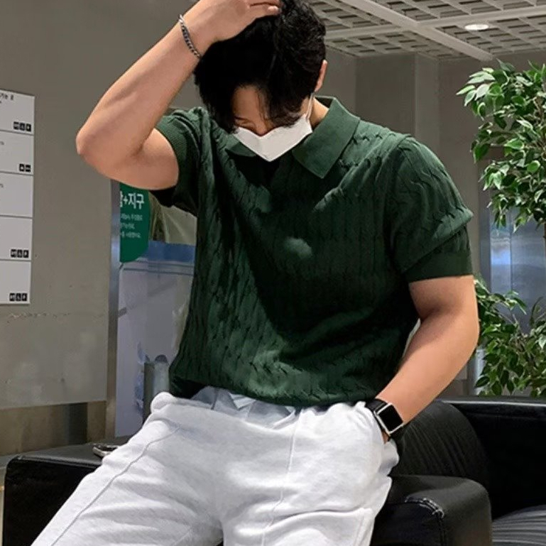 Áo Thun polo Thời Trang Hàn Quốc Cá Tính Cho Nam simple áo thun nam có cổ  áo phông nam Dệt kim fashion áo phông polo nam