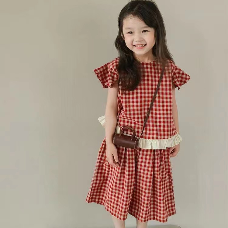 Bộ Đồ Thời Trang Hàn Quốc Họa Tiết Kẻ Sọc Phong Cách Preppy Nhỏ Nhắn Phong Cách Mùa Hè Mới Cho Bé Gái