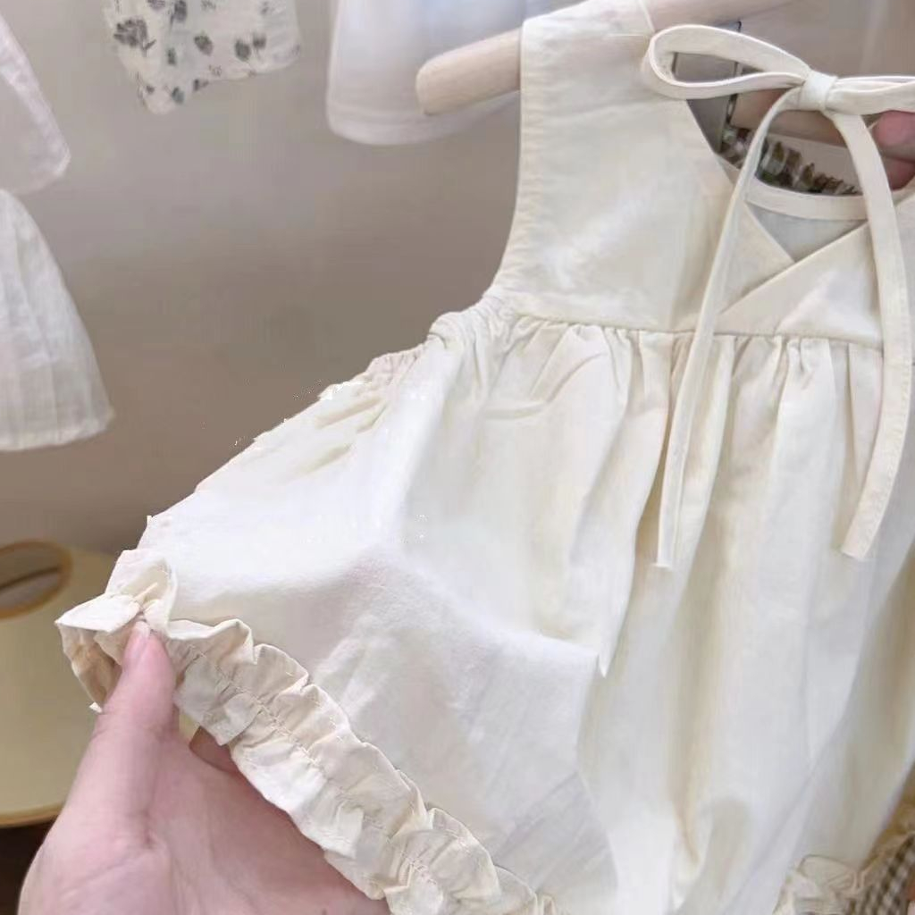 Set Áo Sơ Mi Trắng Phối Ren + Quần Dài Họa Tiết Caro Dễ Thương Phong Cách Hàn Quốc Cho Bé Gái