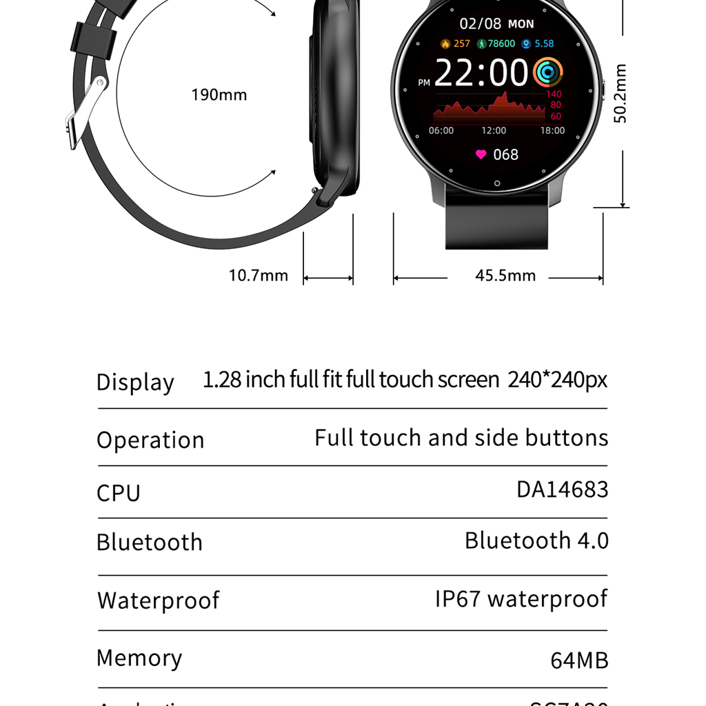 Đồng Hồ Thông Minh Năm 2023 Chống Thấm Nước IP67 Bluetooth Android Ios pk Huawei dt series