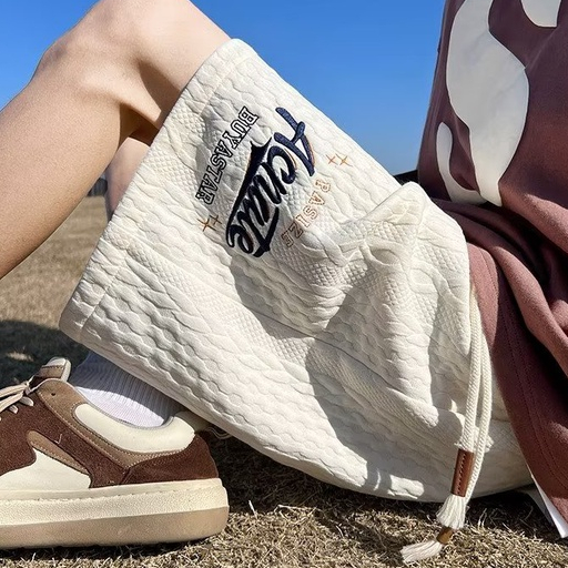 Quần Lửng Ống Rộng Thêu Chữ Phong Cách Nhật Bản Thời Trang Mùa Hè Hàng Mới