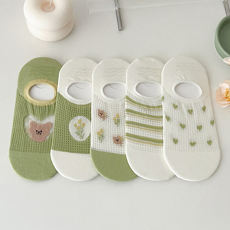 FHYL Vớ Lưới Cotton Mỏng Vô Hình Nhiều Màu Khử Mùi Mùa Hè Dễ Thương Cho Nữ