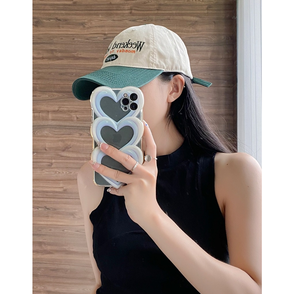 Mũ Lưỡi Trai Mềm Thêu Chữ Phối Màu Phong Cách Hàn Quốc Thời Trang Mùa Hè Cho Học Sinh