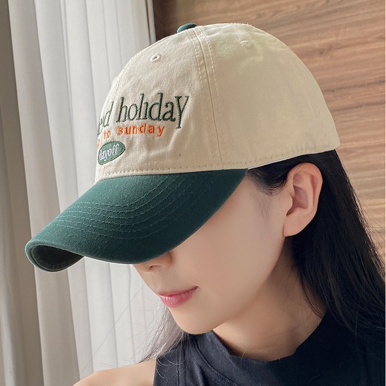 Mũ Lưỡi Trai Mềm Thêu Chữ Phối Màu Phong Cách Hàn Quốc Thời Trang Mùa Hè Cho Học Sinh