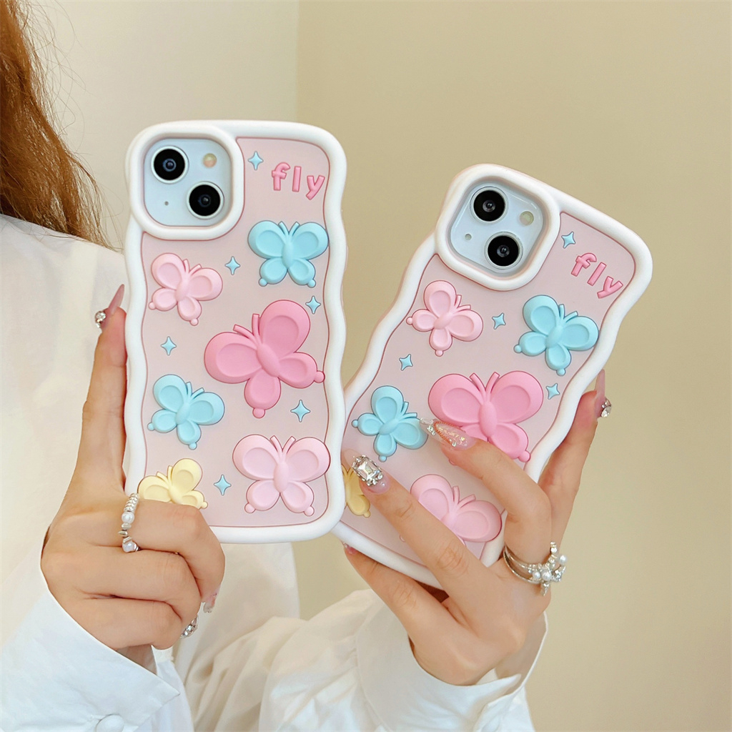 Ốp Điện Thoại Silicon Họa Tiết Bướm 3D Dành Cho iphone 14 Pro Max 13 Pro Max 12 Pro Max