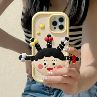 Ốp điện thoại silicon họa tiết cô gái bện 3d cho iphone 14 pro max 13 pro max 12 pro max