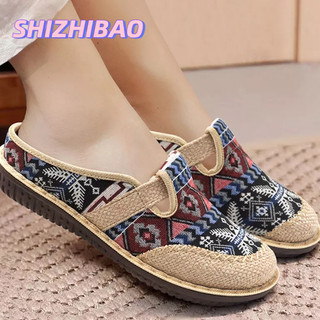 Giày Lười Vải Lanh Thoáng Khí Phong Cách Dân Tộc Mới Cho Nữ