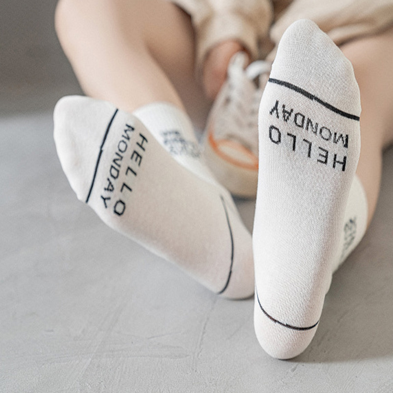 FHYL Vớ Cotton Cổ Vừa Màu Trắng Phong Cách Hip Hop Thời Trang Mùa Hè Hàn Quốc