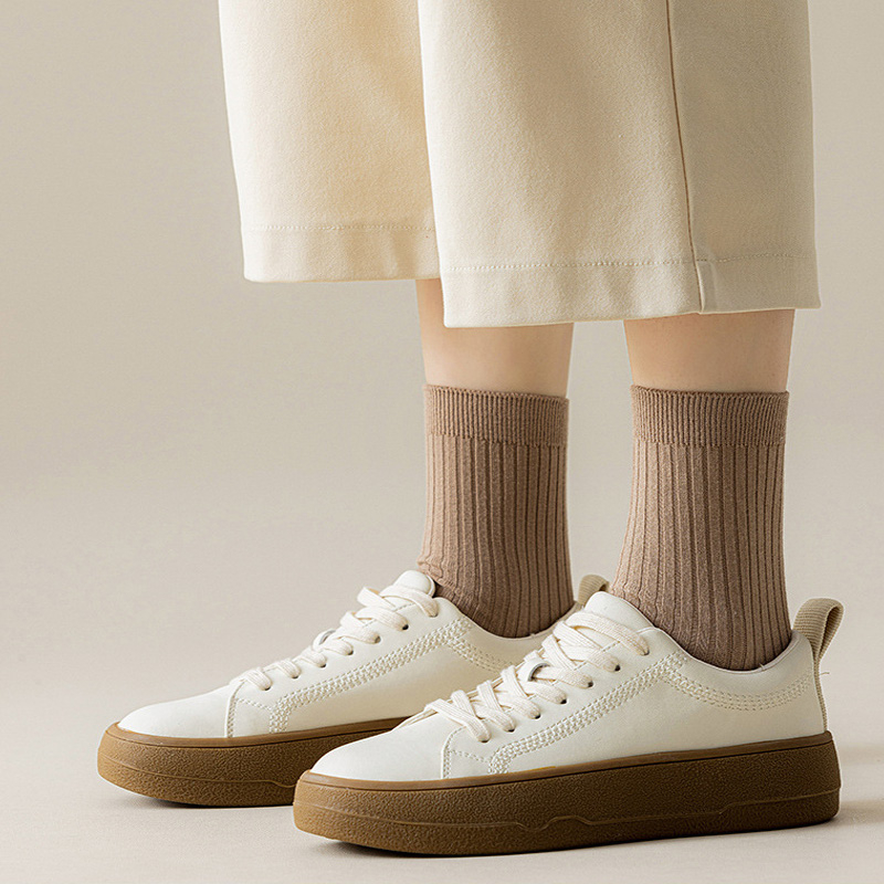 FHYL Vớ Cotton Cổ Cao Rộng Màu Trơn Nhiều Màu Khử Mùi Mùa Hè Hàn Quốc Mới Cho Nữ