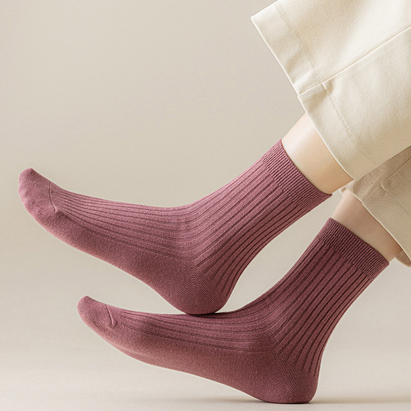 FHYL Vớ Cotton Cổ Cao Rộng Màu Trơn Nhiều Màu Khử Mùi Mùa Hè Hàn Quốc Mới Cho Nữ