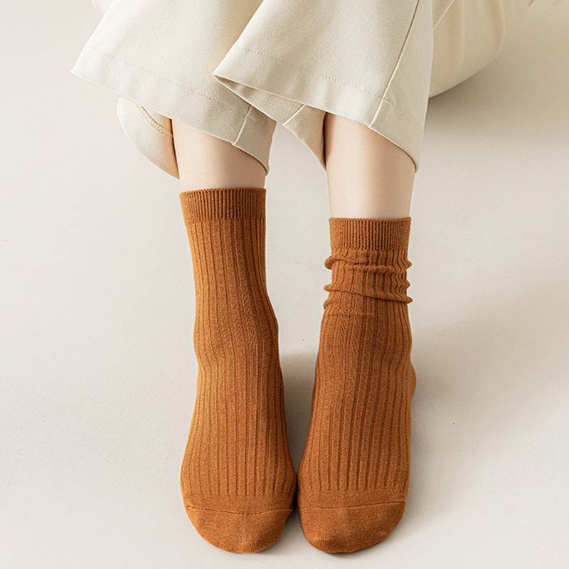 FHYL Vớ Cotton Cổ Cao Rộng Màu Trơn Nhiều Màu Khử Mùi Mùa Hè Hàn Quốc Mới Cho Nữ