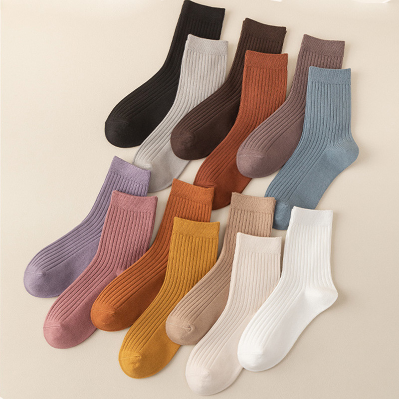 FHYL Vớ Cotton Cổ Cao Rộng Màu Trơn Nhiều Màu Khử Mùi Mùa Hè Hàn Quốc Mới Cho Nữ