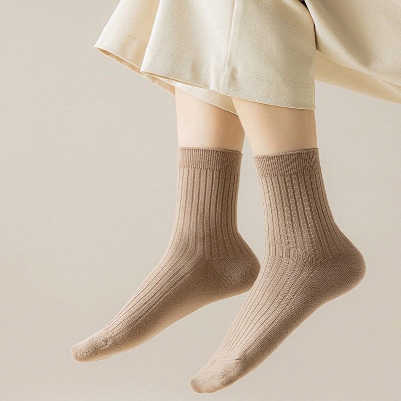 FHYL Vớ Cotton Cổ Cao Rộng Màu Trơn Nhiều Màu Khử Mùi Mùa Hè Hàn Quốc Mới Cho Nữ