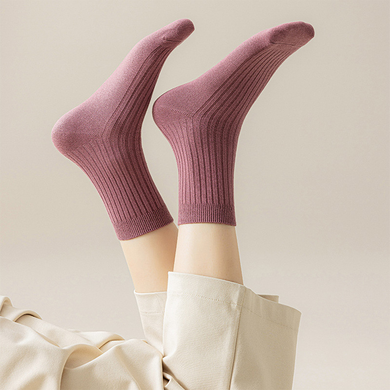 FHYL Vớ Cotton Cổ Cao Rộng Màu Trơn Nhiều Màu Khử Mùi Mùa Hè Hàn Quốc Mới Cho Nữ