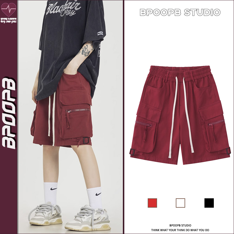 BPOOPB Quần Yếm Ống Rộng Phong Cách Hip Hop Đường Phố Mỹ Cá Tính Cho Nam Và Nữ
