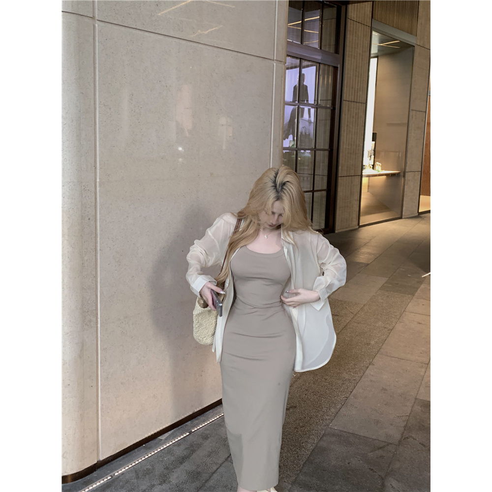 Cocory vn Áo Sơ Mi Tay Dài Dáng Rộng Xẻ Tà Màu Trơn Thời Trang Hàn Quốc Quyến Rũ Cho Nữ