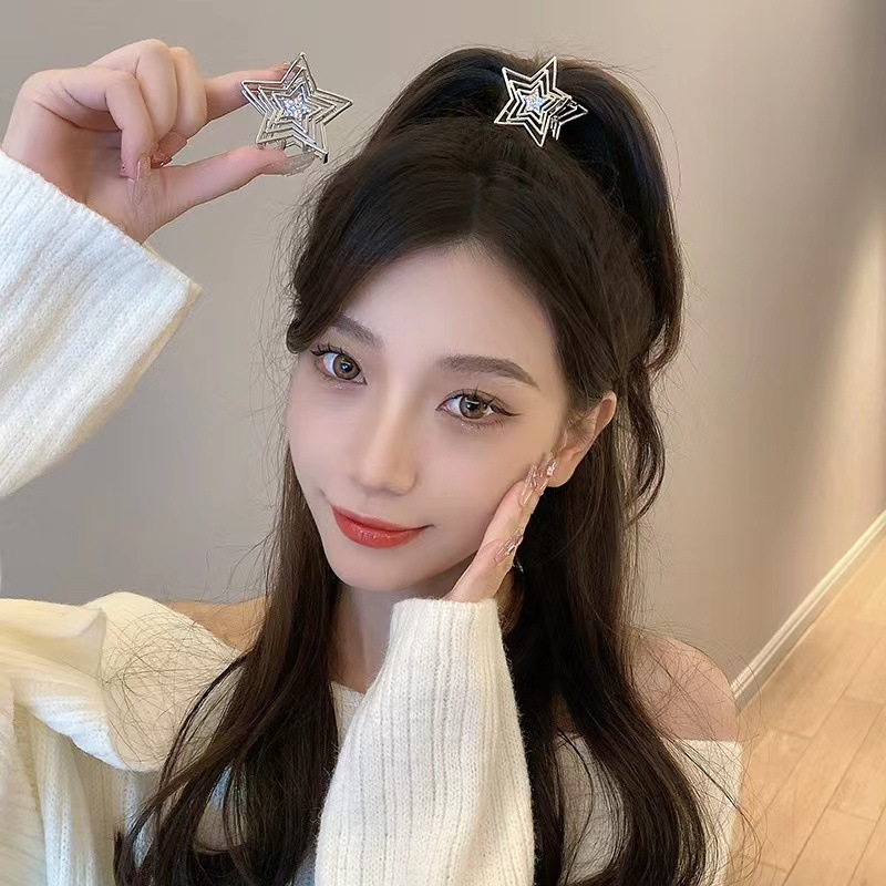 Kẹp Tóc Ngôi Sao Năm Cánh Rỗng y2k Thời Trang Cho Nữ