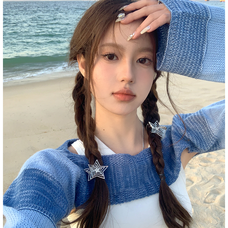 Kẹp Tóc Ngôi Sao Năm Cánh Rỗng y2k Thời Trang Cho Nữ