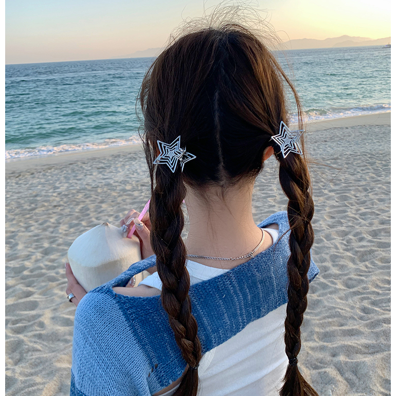 Kẹp Tóc Ngôi Sao Năm Cánh Rỗng y2k Thời Trang Cho Nữ