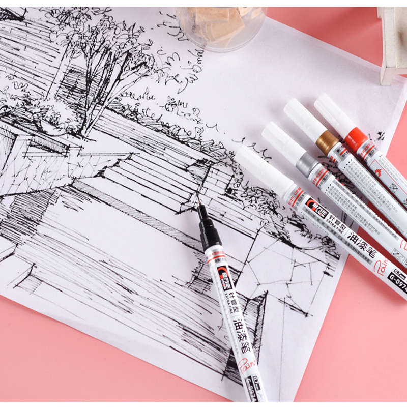 Bút Sơn Bắt Sáng Ngòi 0.7mm Màu Trắng Độ Bóng Cao Chống Thấm Nước Dùng Để Vẽ Tranh DIY