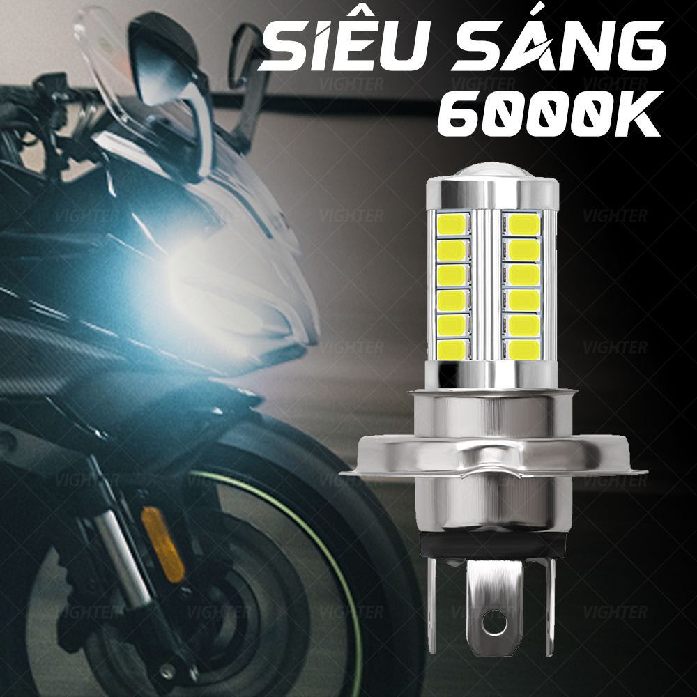 Đèn Pha LED H4 H6 BA20D P15D 12V 6000K Dèn Xe Máy Siêu Sáng Mio125 Chuyên Dụng Cho Xe Mô Tô