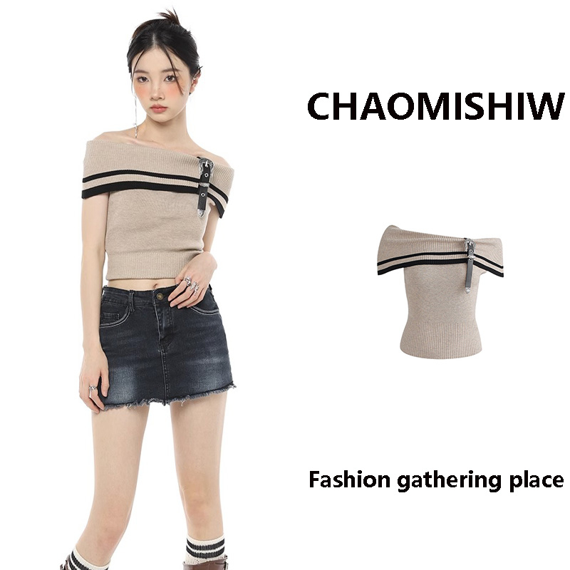 Thiết Kế Sense Niche Đầm Ngắn Trễ Vai Ôm Dáng Cao Cấp Thời Trang Mùa Hè Cho Nữ