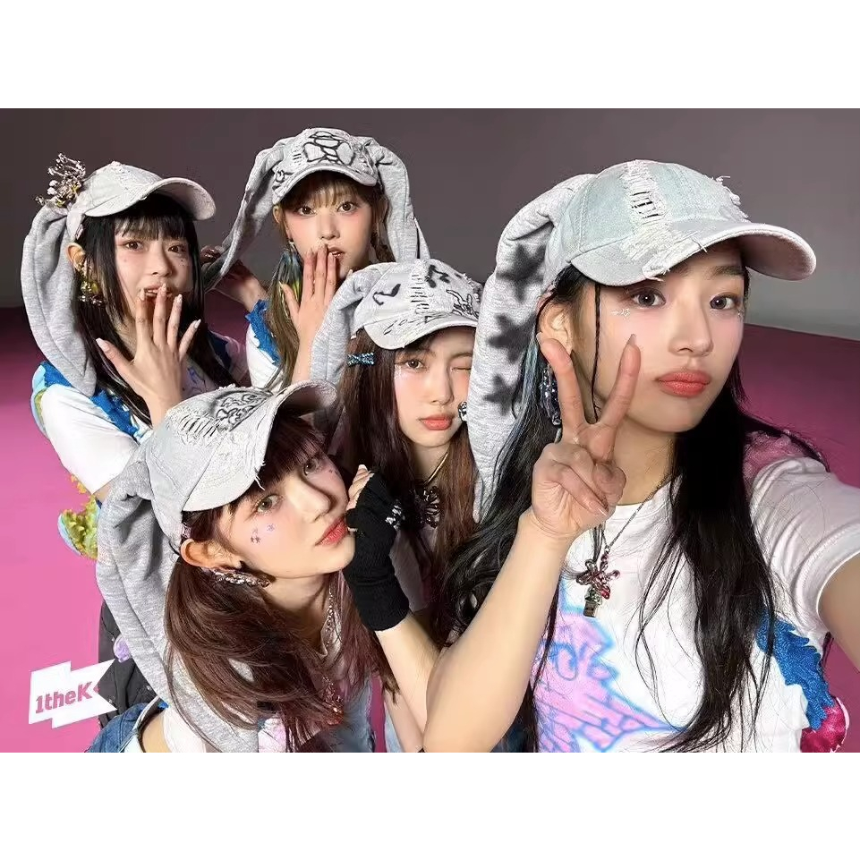 Mũ Bóng Chày Denim Rách Tai Thỏ Phong Cách Hip Hop Mới Dễ Phối Đồ @ -