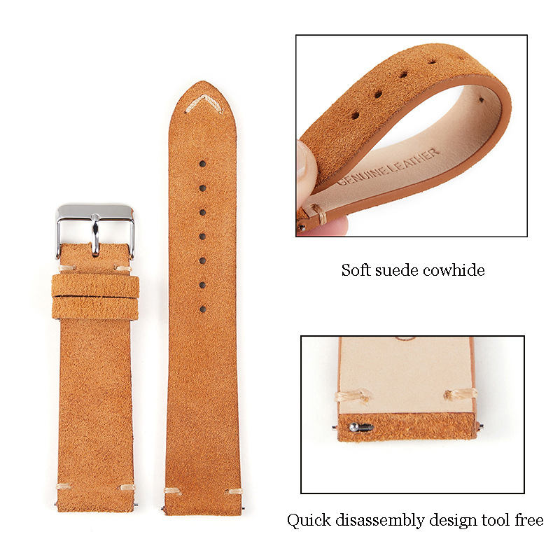 Dây Đeo Đồng Hồ Bằng Da Lộn Mềm Thoải Mái Cho Nam 2023 18 20 22mm