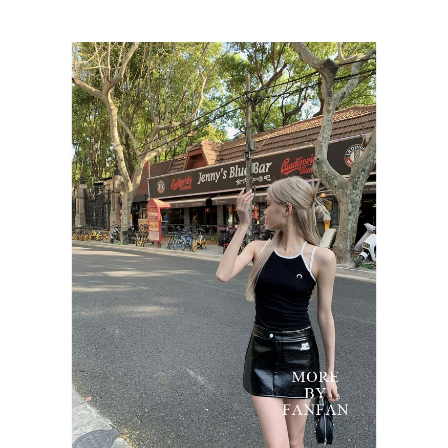 Áo Hai Dây Thêu Họa Tiết Mặt Trăng Thời Trang Mùa Hè Quyến Rũ Cho Nữ