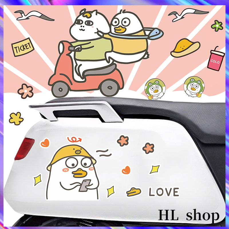 Hl Miếng Dán Trang Trí Mũ Bảo Hiểm / Xe Hơi / Xe Máy Hình Chú Vịt Dễ Thương