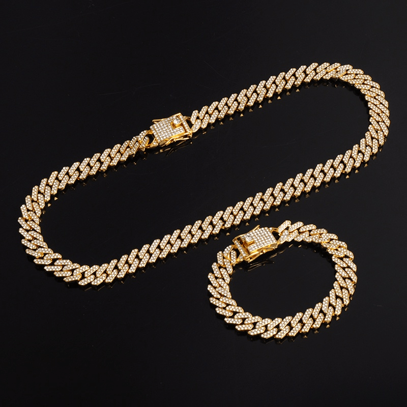 Dây Chuyền Hip Hop 13MM Đính Đá CZ Lấp Lánh Cho Nam