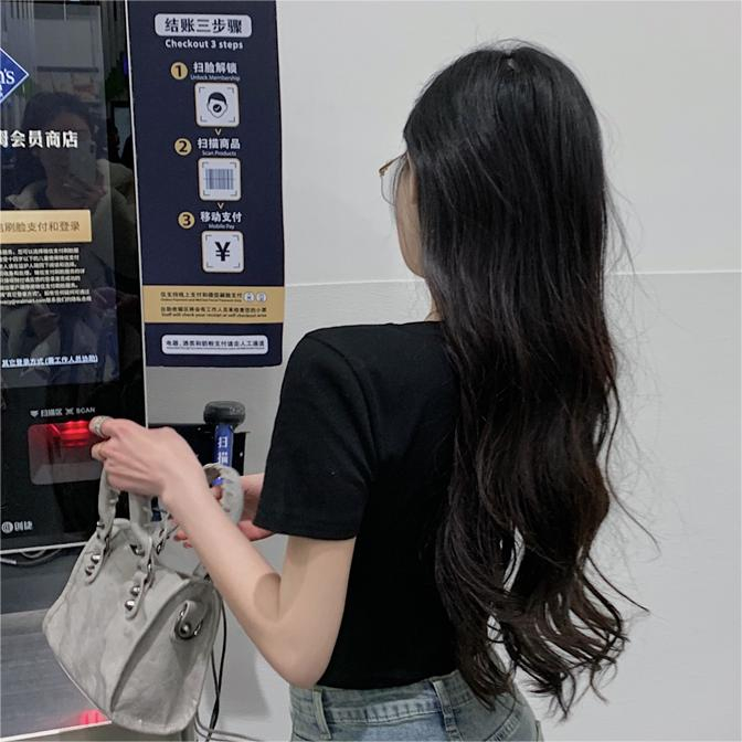 QADCOL Áo Thun Tay Ngắn Cổ Tròn Màu Trơn Đơn Giản Thời Trang Mùa Hè Cho Nữ