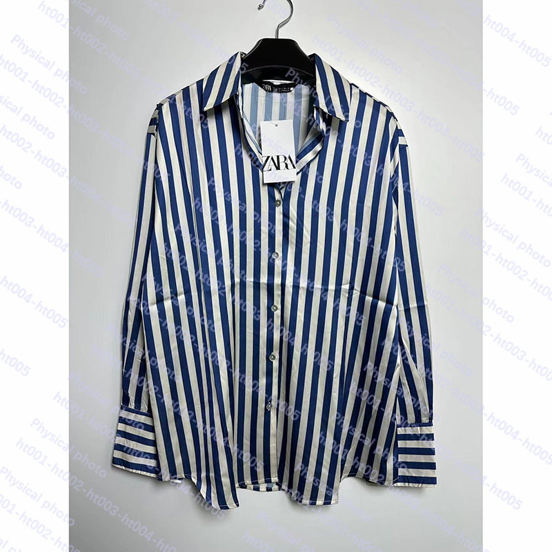 Zara Áo Sơ Mi Vải Lụa satin Kẻ Sọc Thời Trang Mùa Xuân Cho Nữ