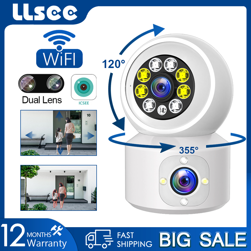 LLSEE, ICSEE - Camera 2 mắt trong nhà - Camera trong nhà WIFI không dây - 4.0MP - Tầm nhìn ban đêm đầy màu sắc - Theo dõi hình người AI - Nói chuyện hai chiều - Bảo vệ em bé an toàn