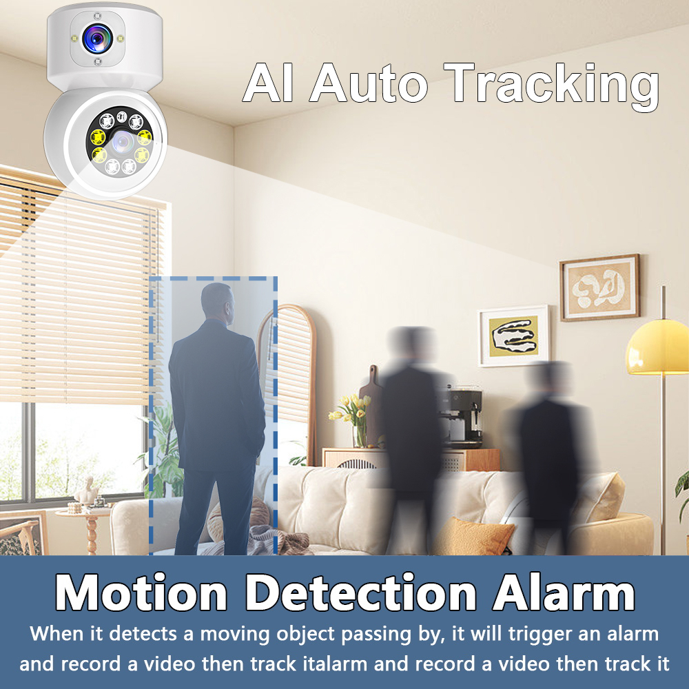 LLSEE, ICSEE - Camera 2 mắt trong nhà - Camera trong nhà WIFI không dây - 4.0MP - Tầm nhìn ban đêm đầy màu sắc - Theo dõi hình người AI - Nói chuyện hai chiều - Bảo vệ em bé an toàn