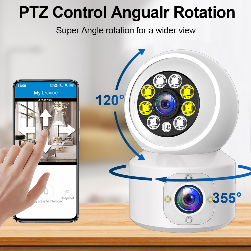 LLSEE, ICSEE - Camera 2 mắt trong nhà - Camera trong nhà WIFI không dây - 4.0MP - Tầm nhìn ban đêm đầy màu sắc - Theo dõi hình người AI - Nói chuyện hai chiều - Bảo vệ em bé an toàn