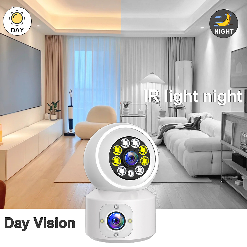 LLSEE, ICSEE - Camera 2 mắt trong nhà - Camera trong nhà WIFI không dây - 4.0MP - Tầm nhìn ban đêm đầy màu sắc - Theo dõi hình người AI - Nói chuyện hai chiều - Bảo vệ em bé an toàn